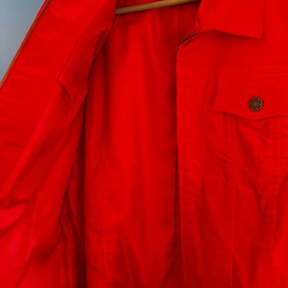 Coldwater Creek Soft Suede Denim Jacket RED Cotton Blend Womens Zip Front - M - Picture 7 of 8